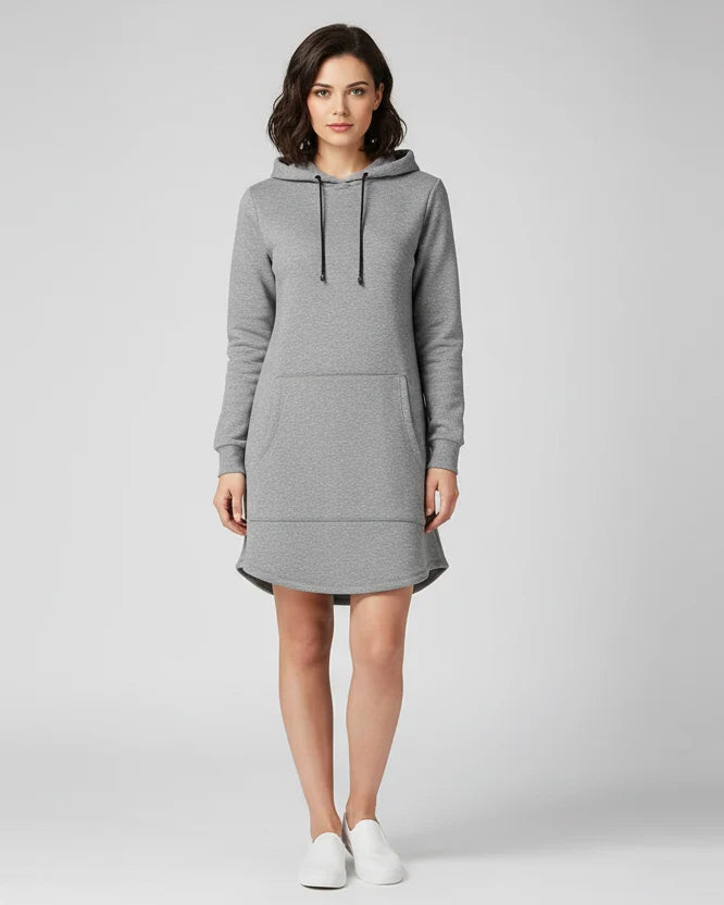 Women's hooded tunic sweatshirt with kangaroo pocket
