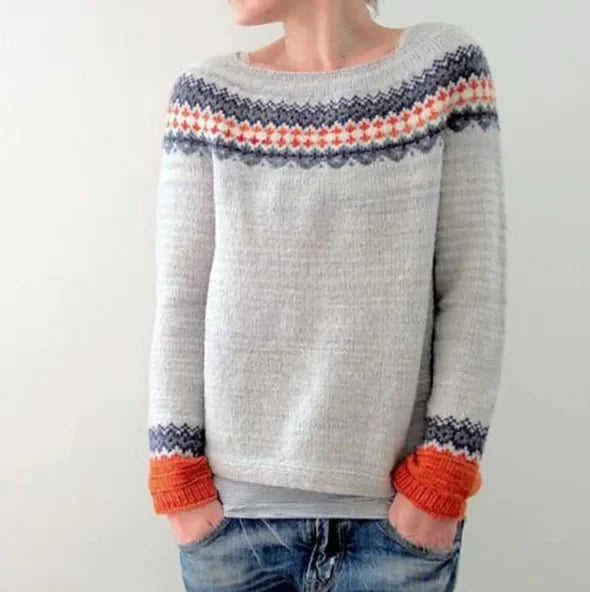 Women's Fair Isle sweater with crew neckline and long sleeves