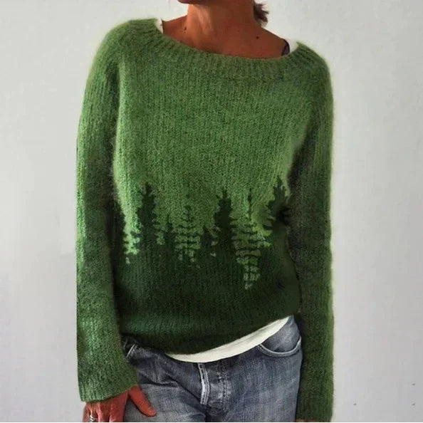 Women's Fair Isle sweater with crew neckline and long sleeves