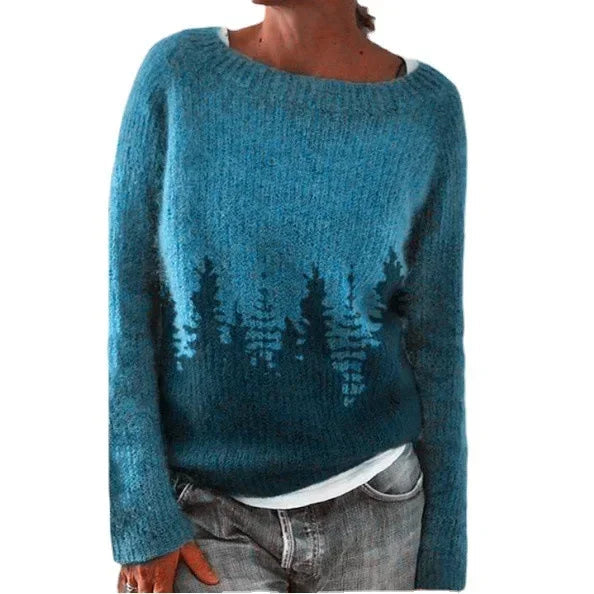 Women's Fair Isle sweater with crew neckline and long sleeves