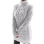 Women's cable-knit turtleneck sweater tunic with long sleeves