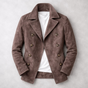 Men's textured double-breasted trench coat with notched collar and long sleeves