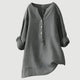 Women's Tunic Blouse, Split V Neck, Half Placket, Long Sleeve