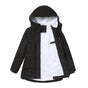 Women's hooded winter coat with contrasting lining and zip front