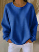 Women's textured crew neck sweater with long sleeves and ribbed trims