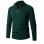 Men's ribbed quarter-zip sweater with mock neck and long sleeves