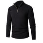 Men's ribbed quarter-zip sweater with mock neck and long sleeves