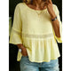 Women's Lace Peplum Blouse — Ruffle-Sleeve Crochet-Detail Lightweight Summer Top