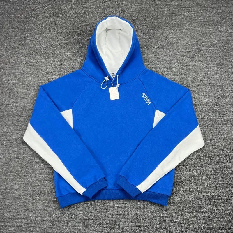 Unisex two-tone colorblock hoodie with hood, long sleeves and contrast panels