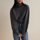 Women's turtleneck knit sweater with long sleeves and contrast piping
