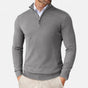 Men's slim-fit quarter-zip sweater with mock neck and long sleeves