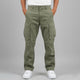 Men's black relaxed fit cargo pants with multiple pockets and straight leg