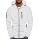 Men's hooded zip-up jacket with chest and side zip pockets