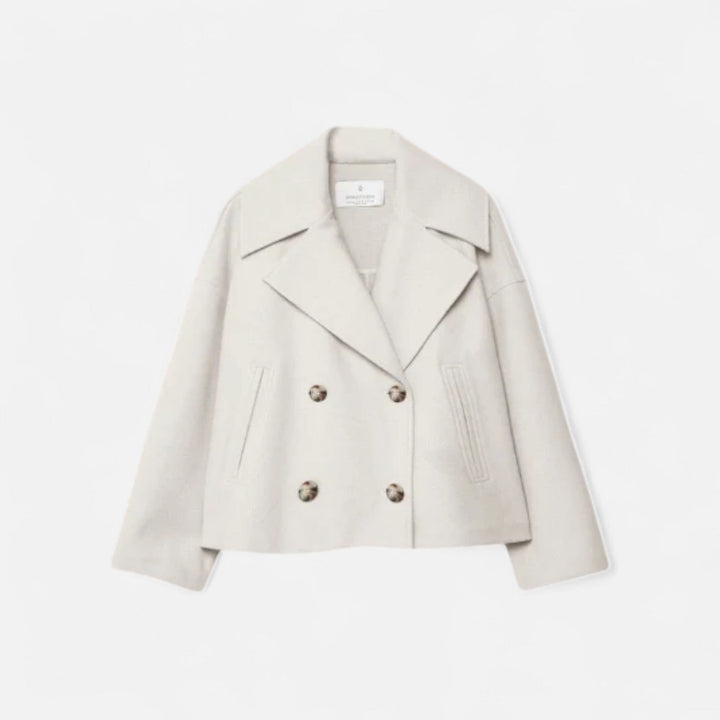 Women's cropped double breasted blazer with notched lapels