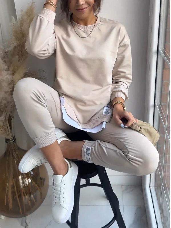 Women's long sleeve crew neck sweatshirt and jogger trouser set