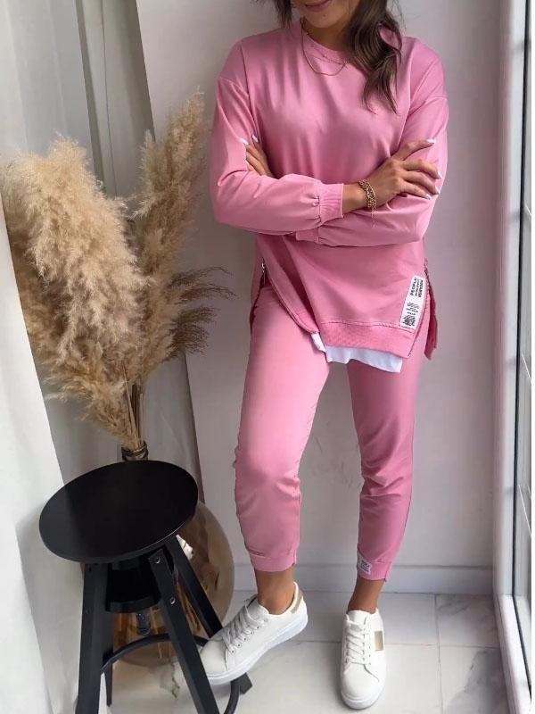 Women's long sleeve crew neck sweatshirt and jogger trouser set