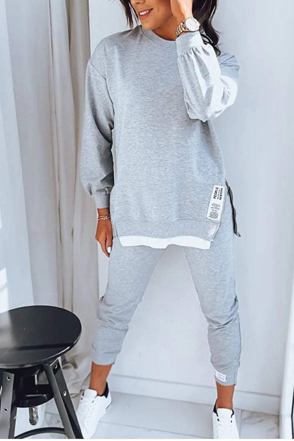 Women's long sleeve crew neck sweatshirt and jogger trouser set