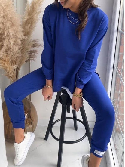 Women's long sleeve crew neck sweatshirt and jogger trouser set