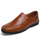 Men's stitched slip-on loafer with round toe and textured sole