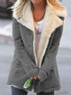Women's hip-length coat with long sleeves, button front and shearling-style collar