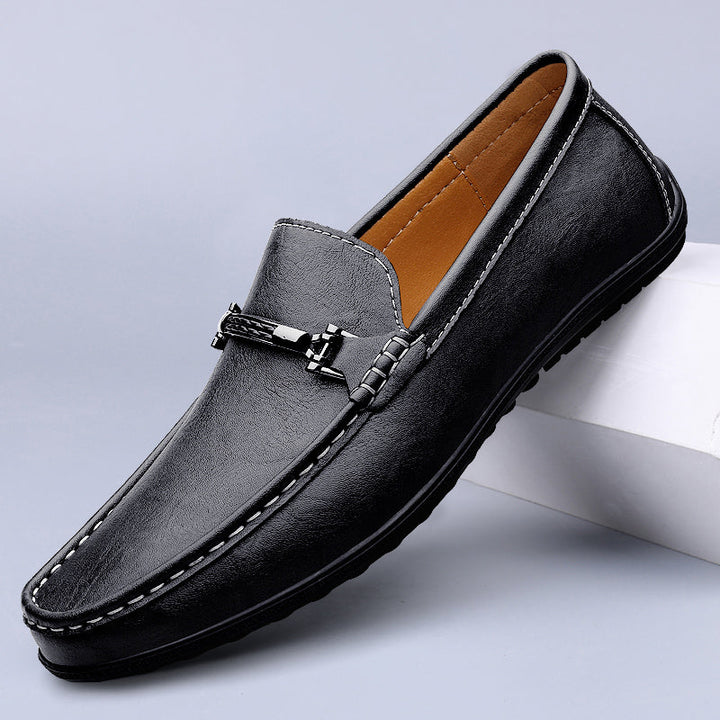 Men's leather loafers with metal bit detail