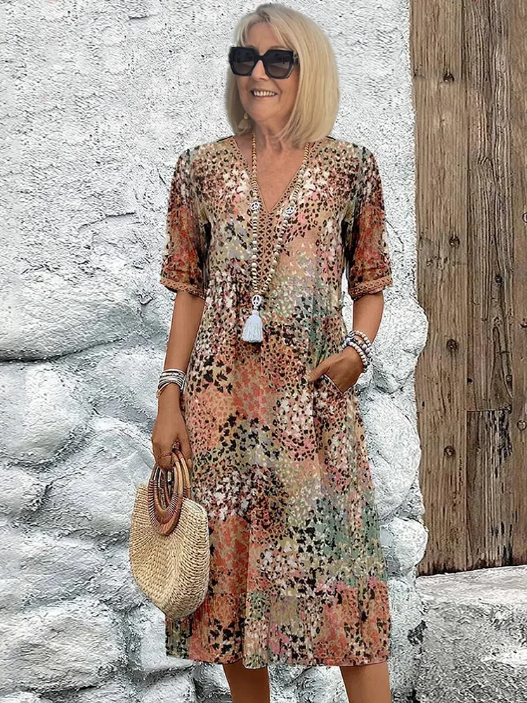 Vivid Bloom Midi - Flowing midi dress