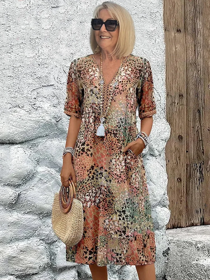 Vivid Bloom Midi - Flowing midi dress