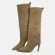 Women's knee-high pointed toe boots with stiletto heel