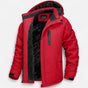 Men's hooded winter parka with fleece-looking lining and camouflage pattern