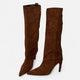 Women's knee-high pointed toe boots with stiletto heel