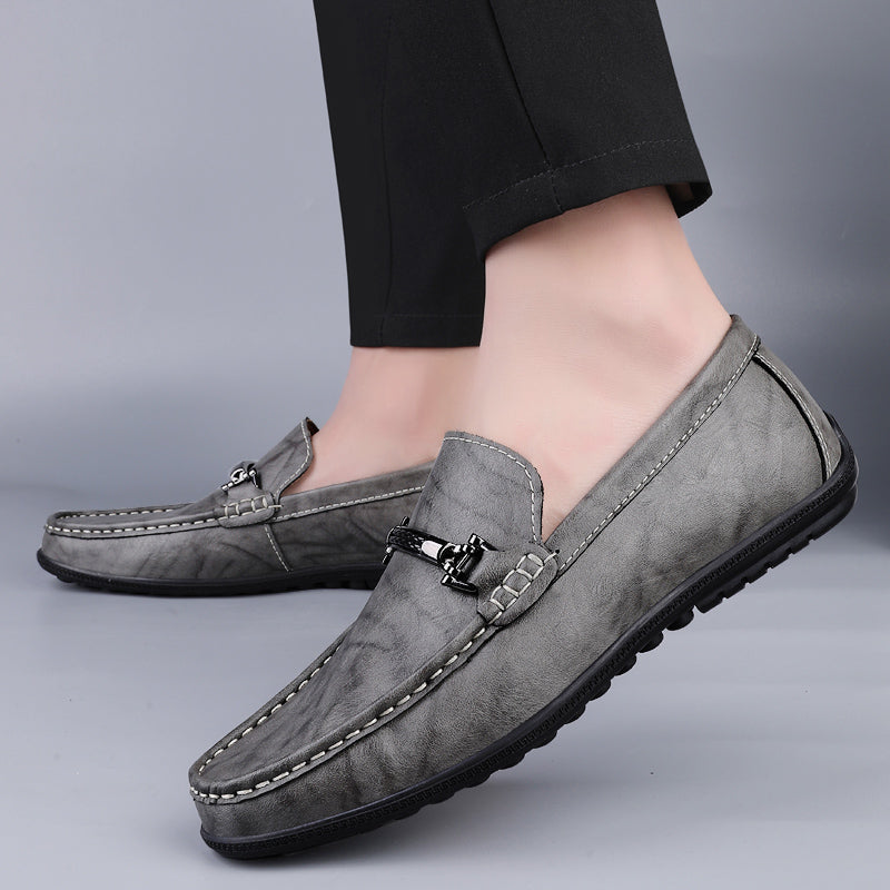 Men's leather loafers with metal bit detail