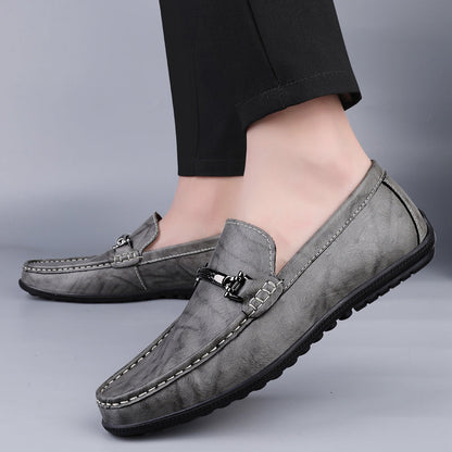 Men's leather loafers with metal bit detail