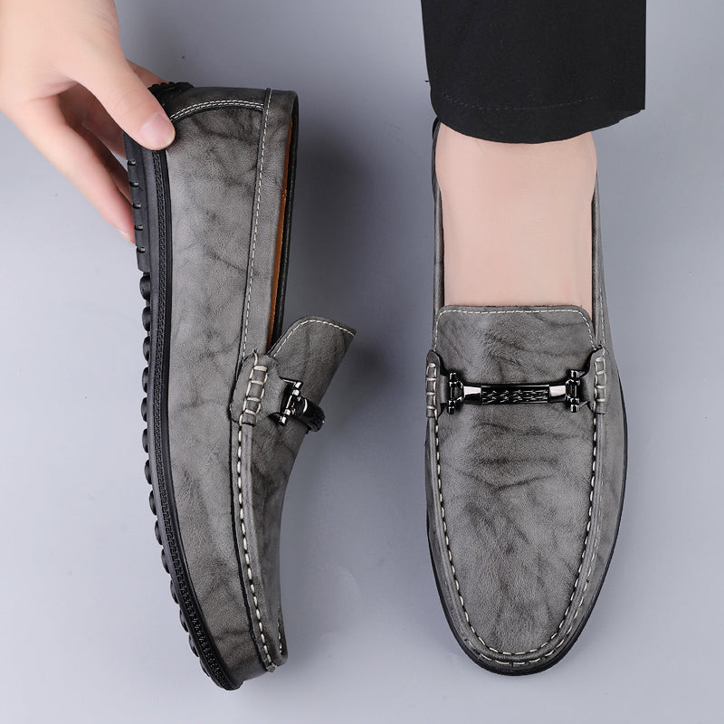 Men's leather loafers with metal bit detail