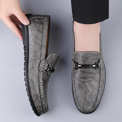 Men's leather loafers with metal bit detail
