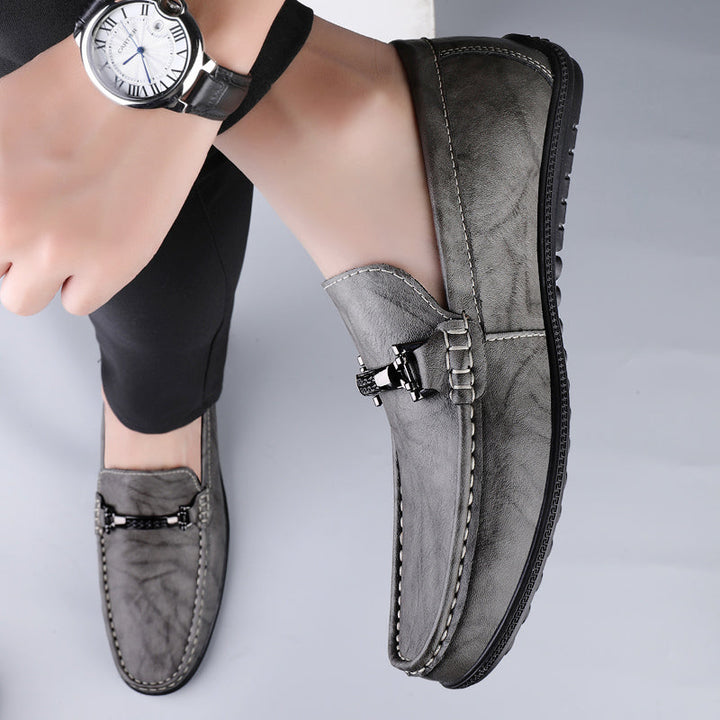 Men's leather loafers with metal bit detail