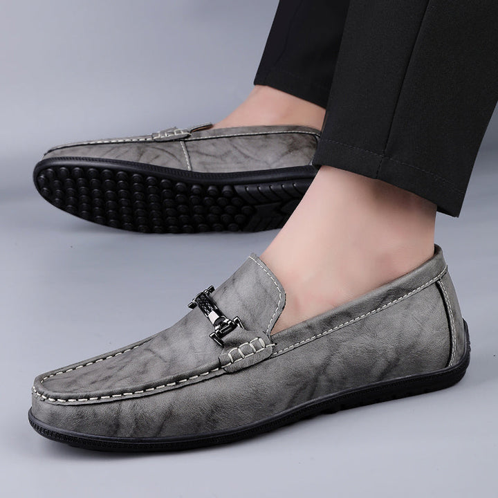 Men's leather loafers with metal bit detail