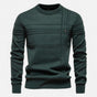 Men's long sleeve striped crew neck sweater with ribbed trims