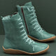 Unisex lace-up ankle boots with side zipper and round toes