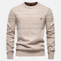 Men's long sleeve striped crew neck sweater with ribbed trims
