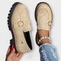 Women's round-toe loafers with metal ring trim and chunky lug soles