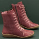 Unisex lace-up ankle boots with side zipper and round toes