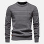 Men's long sleeve striped crew neck sweater with ribbed trims