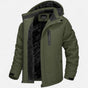 Men's hooded winter parka with fleece-looking lining and camouflage pattern