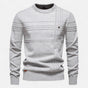 Men's long sleeve striped crew neck sweater with ribbed trims