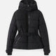 Women's cropped quilted hooded ski jacket with belt and zipper