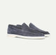 Men's plain slip-on loafers with rounded moc toes and contrast soles
