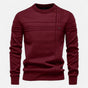 Men's long sleeve striped crew neck sweater with ribbed trims