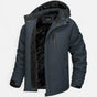 Men's hooded winter parka with fleece-looking lining and camouflage pattern