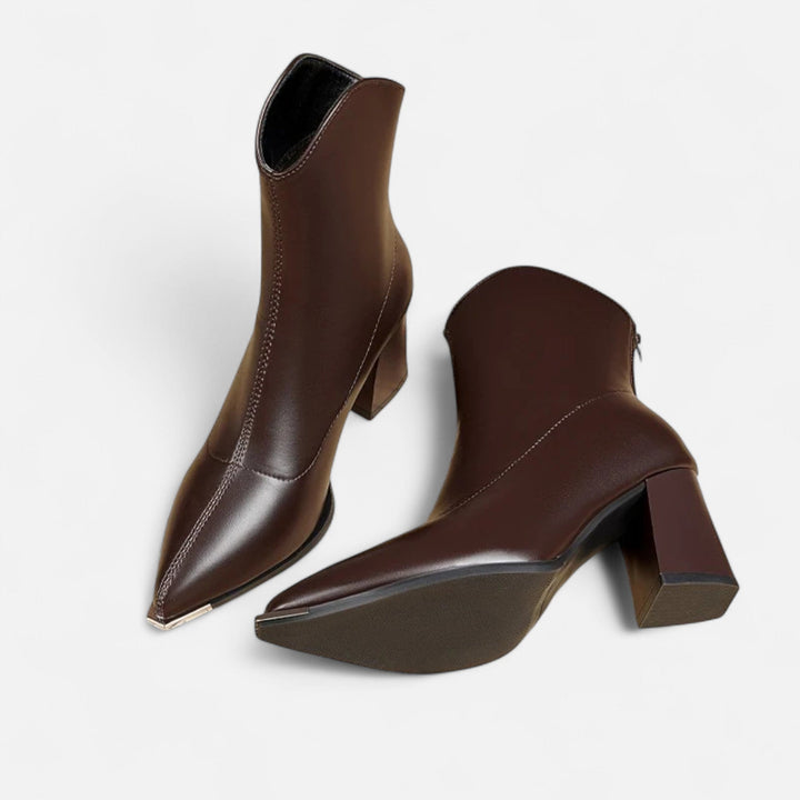 Women's Chelsea ankle boots with pointed toes and high block heels
