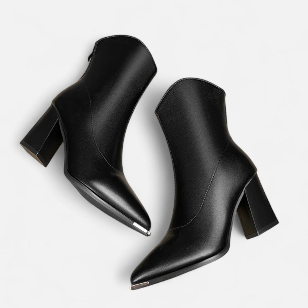 Women's Chelsea ankle boots with pointed toes and high block heels